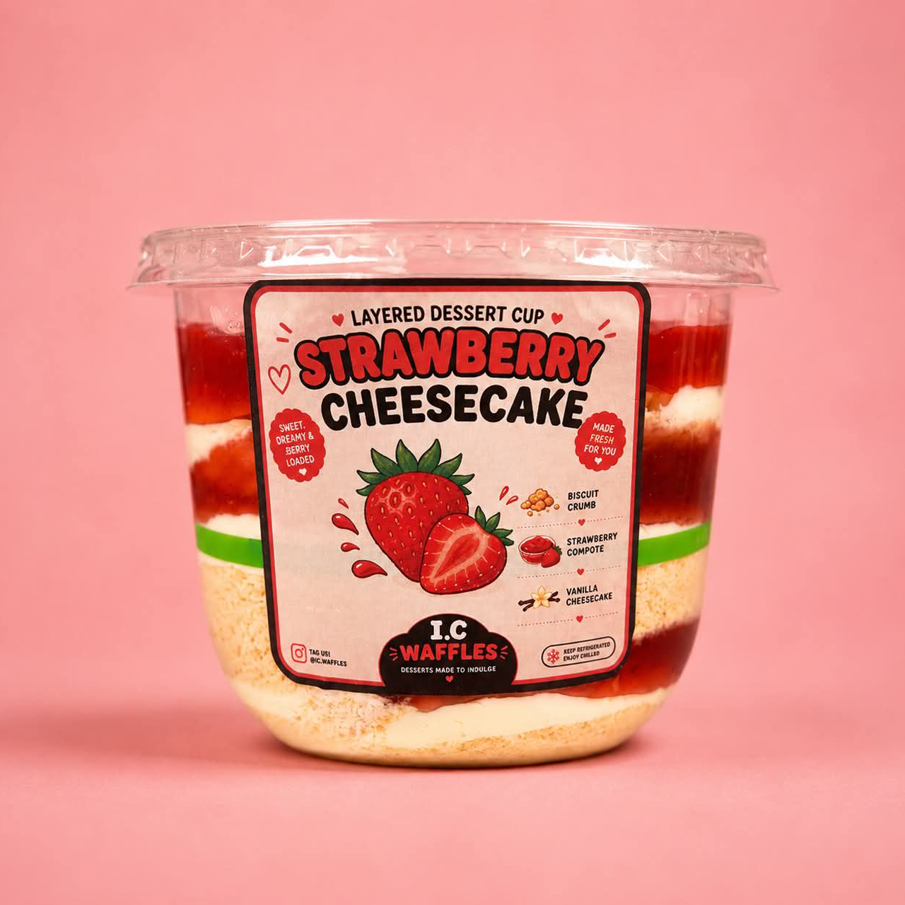 Strawberry Layered Cheesecake Pot